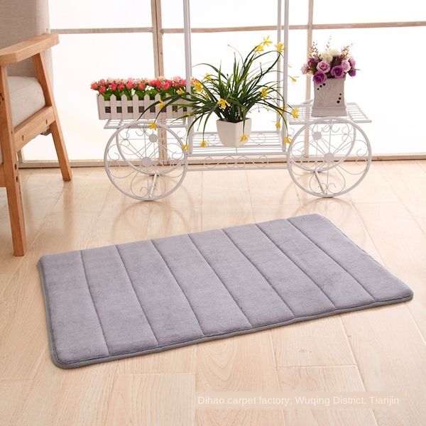 

thickened 1.6cm carpet coral fleece slow rebound vertical stripe memory cotton carpet floor mat kitchen bathroom door mat foot pad