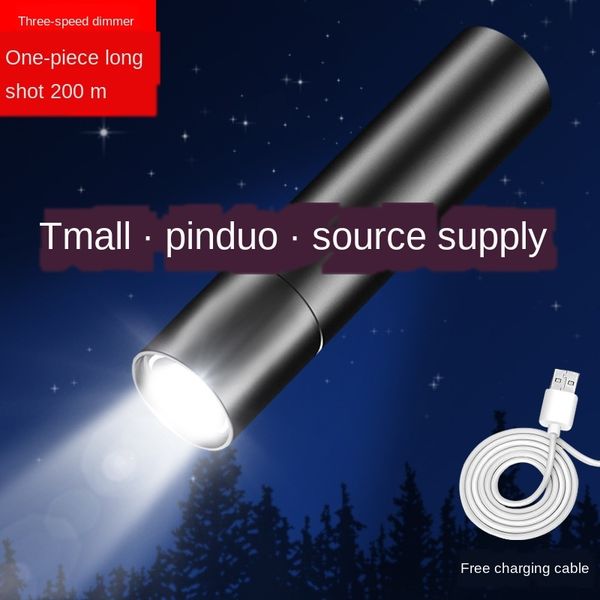 

mini flashlight lamp beads portable multi-functional outdoor usb charging waterproof flashlight batch