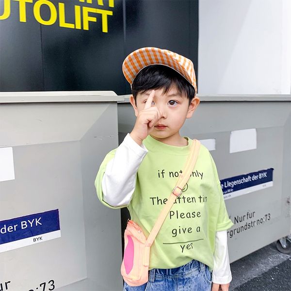 

не 14,9 нет возврата поддельной из двух частей с длинным рукавом сезона новой одежды детской свитер детской корейского хлопком моды, Blue