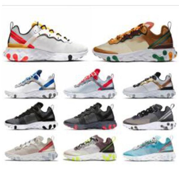 

2020 react element 55 87 running shoes for men triple black royal tint metallic gold mens trainer sports sneakers runners 36-45
