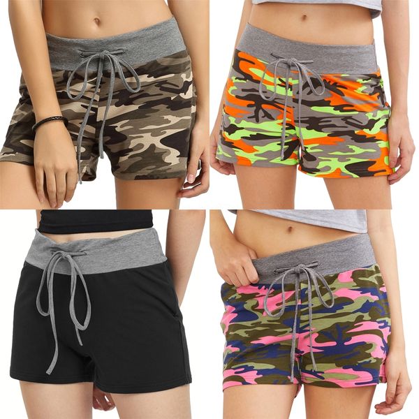 

women's shorts sport yoga pants summer fitness shorts cotton plus size pants beach casual gym running homewear drawstring shorts#7891, White;black