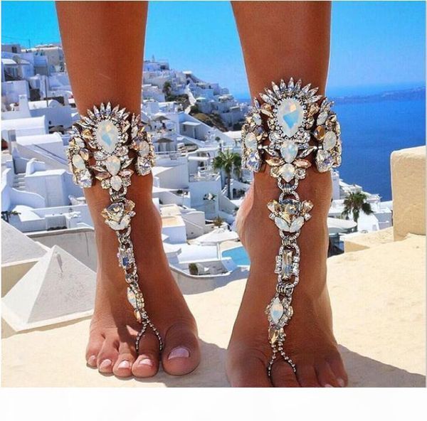 

l hip hop fashion sand beach anklets anklet chain women 2020 fashion exaggerate jewelry, Red;blue