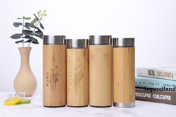

natural bamboo tumbler 350ml stainless steel liner thermos bottle vacuum flasks insulated bottles coffee tea mug bamboo cup