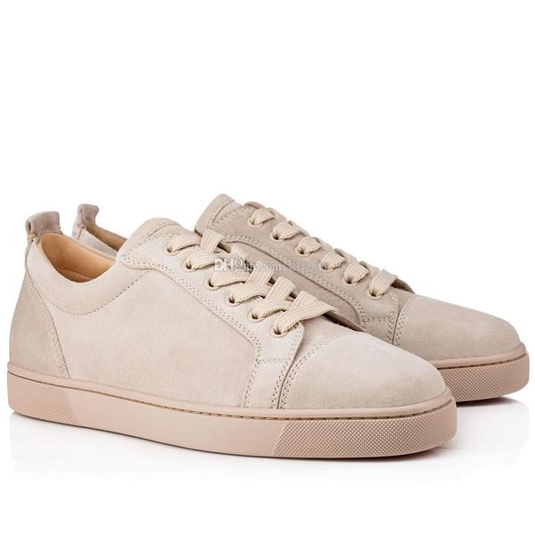 

men's comfortable low junior casual shoes,suede & leather patchwork red bottom sneakers shoes for women,men walking with box,eu35-46, Black