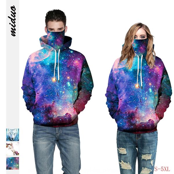 

ggxyp 2020 new star digital printed couple hooded long-sleeved sweatshirt loose sports baseball baseball suit sports couple wear sportswear, Black
