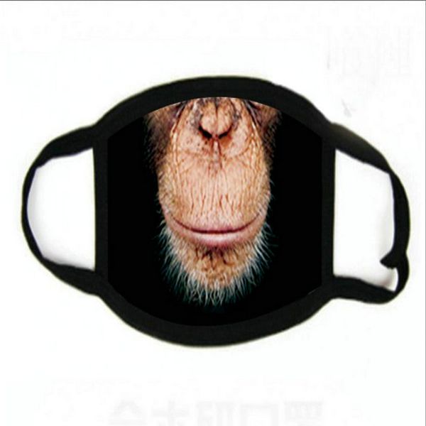 

triple white monkey mouth mask reusable cartoon print cubrebocas con sonrisa ultraviolet proof washable running riding bike ppqbv abc2007, Black