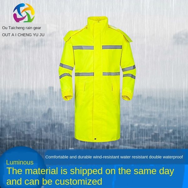 

outdoor reflective raincoat windbreaker body clothes body clothes fashionable fluorescent yellow trench coat jumpsuit raincoat