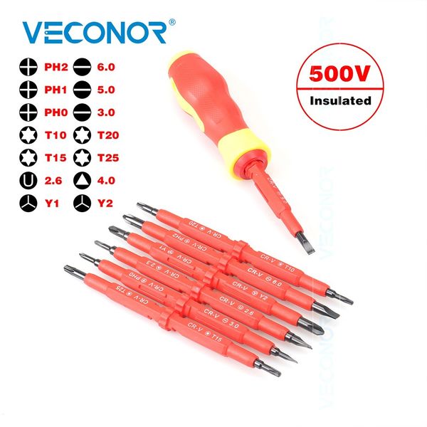 

electrical screwdriver bit 500v insulated dual side blade material household tool set with case pack