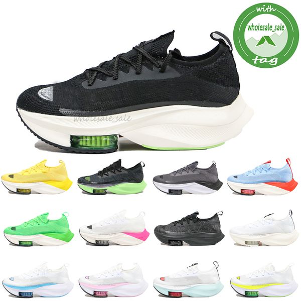 

zoom alphafly next% running shoes for mens womens sneakers triple black white yellow ice blue marathon trainers size 36-45