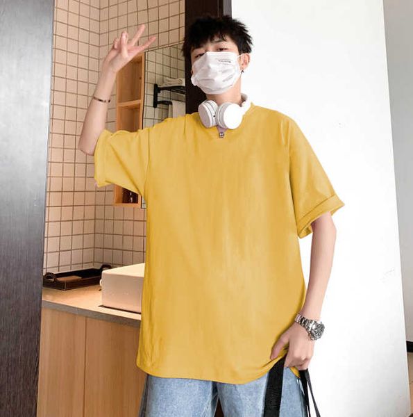 

pure cotton t-shirt 2020 summer new men's short-sleeved t-shirt hong kong style trend loose casual couples solid color, White;black