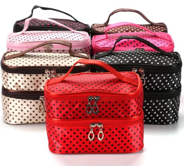 

designer handbag 2020 fashion explosion model wavelet double layer small dot cosmetic bag selling