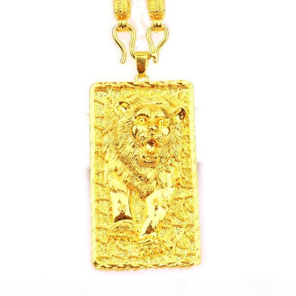 

animal patterned yellow gold filled classic mens pendant necklace rope chain gift, Silver