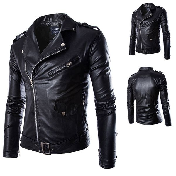 

2020 cool motorcycle slim fit leather jacket men's leather jacket british fashion men's pu jacket, Black;brown