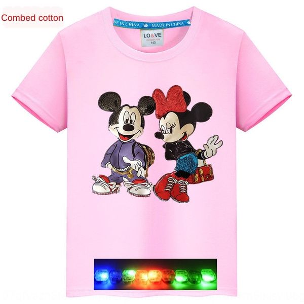 

children's wear double for boys and girls 2020 new colorful light t-shirt jacket cotton t-shirt combed cotton trendy, Blue
