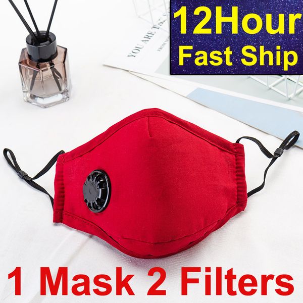 

in stock red fashion cycling mask with active carbon filter breathing valve reusable washable fast shipping 7-15 days delivery