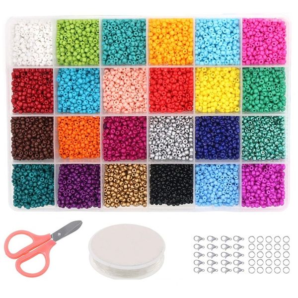 

3mm pony bead,24 assorted colors beading glass beads,approx 14400pcs tube beads for bracelets kits with container box for diy je t200730