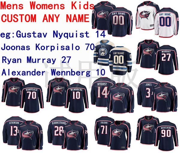 

columbus blue jackets jersey gustav nyquist joonas korpisalo alexander wennberg ryan murray men navy white hockey jerseys custom stitched, Black;red