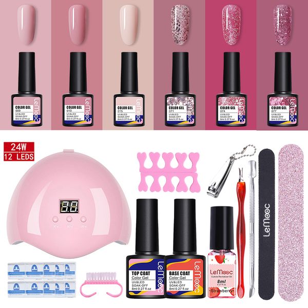 

lemooc gel polish nail art tools kit 36w uv led nail lamp dryer color gel polish diy tools set varnish