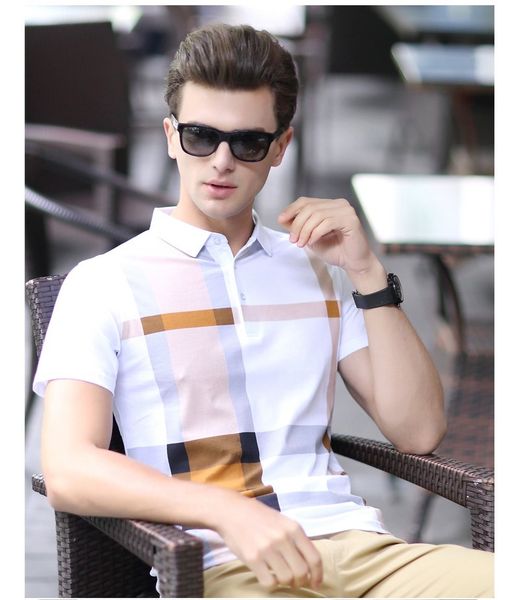 

2020 summer polo shirt men's patchwork cotton blend short sleeve business casual breathable loose plus size fashion style ing