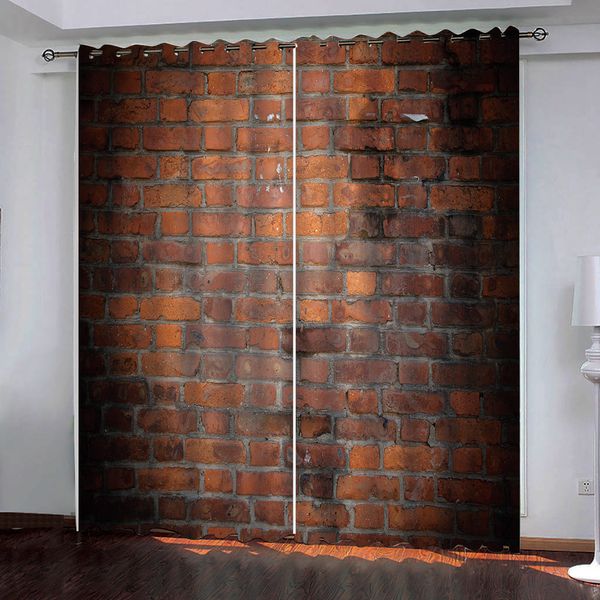 

european style 3d blackout curtains retro red brick wall p curtain bedroom living room kitchen curtains decor