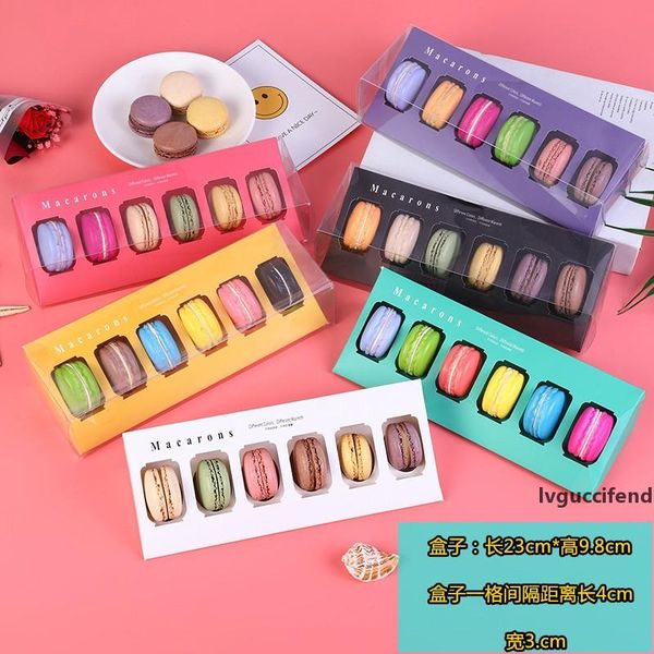 

colorful transparent pvc cardboard macaron box 6 moon cake biscuit box lx2635