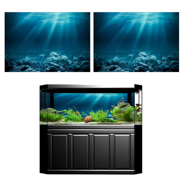

2pcs aquarium background sticker,3d adhesive wallpaper fish tank decorative pictures underwater backdrop image decor