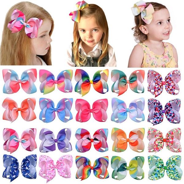 20Pcs Kid Girls 6 pollici Gradiente Arcobaleno clip di capelli dell'arco dei capelli della forcella Barrettes dolci bambini Accessori per capelli Bella Huilin