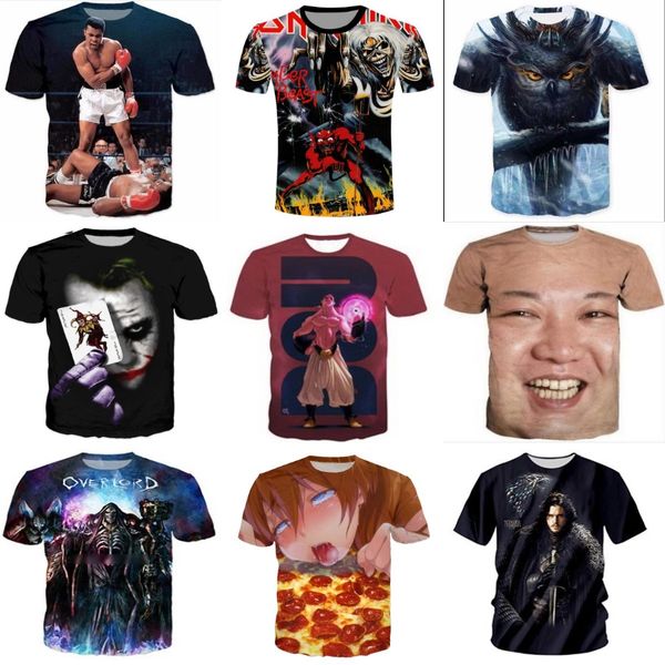 

summer 2020 t sirts print interesting animal mens big size t sirts sort sleeve slim fit fasion & tees male cloting#630, White;black