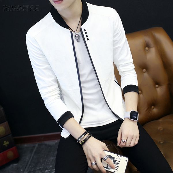 

jackets men stand slim fit solid long sleeve mens korean style new chic males jacket students coat trendy ulzzang, Black;brown