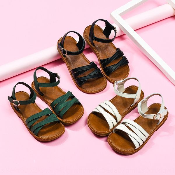 

girls' real sandals leather sandals 2020 new children's little princess little girl's shoes baby children's shoes, Black;red