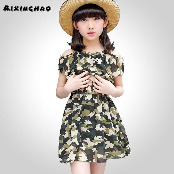 

dresses for girls dress camouflage kids summer dress off shoulder children party teenage girl clothes summer 2020, Red;yellow