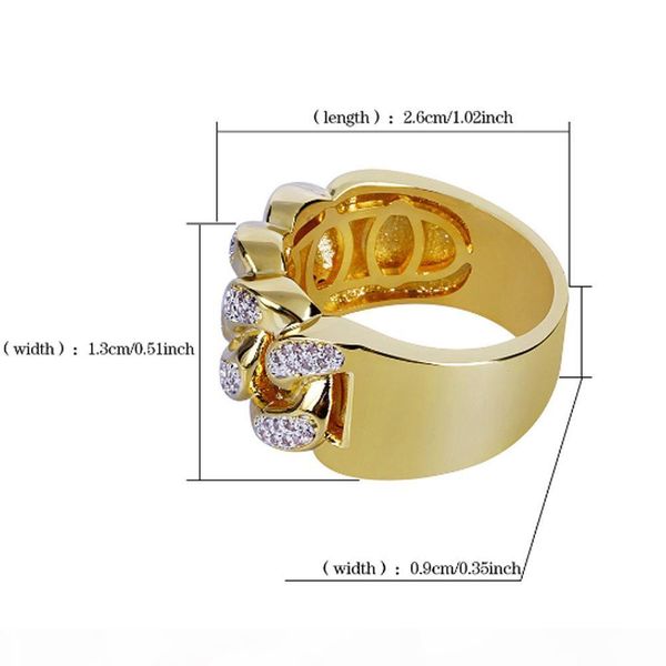 

j mens 18k gold 13mm cuba cz bling bling ring micro pave cubic zirconia simulated diamonds hip hop rings size #7 -size #11, Golden;silver