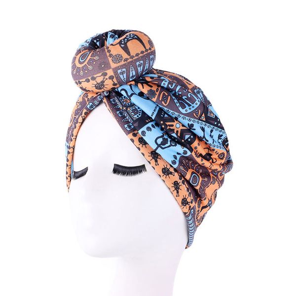 New Cotton Turban Top Knot Headwrap Stampa floreale Foulard Bandana Cap Musulmano Ladies Head Wear Party Wear Accessori per capelli