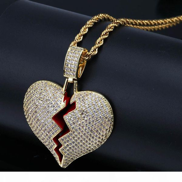 

mens necklace hip hop jewelry with zircon iced out chains vintage high grade love heart pendant necklace stainless steel jewelry wholesale, Silver