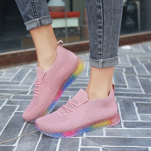 

weweya fashion casual sneakers for woman colorful sole running shoes lace up outdoors walking jogging sock sneakers sport shoes