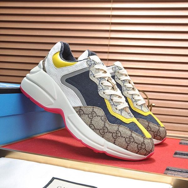 

casual men shoes lace -up sneakers plus size chaussures mens rhyton sneaker luxury style zapatos de hombre new 2020 with box, Black