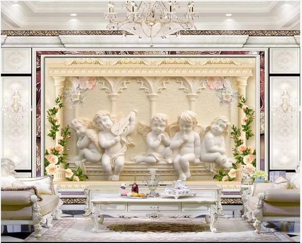 

3d wallpaper custom p mural on the wall european woodcarving cupid angel home decor 3d wall murals wallpaper for living room