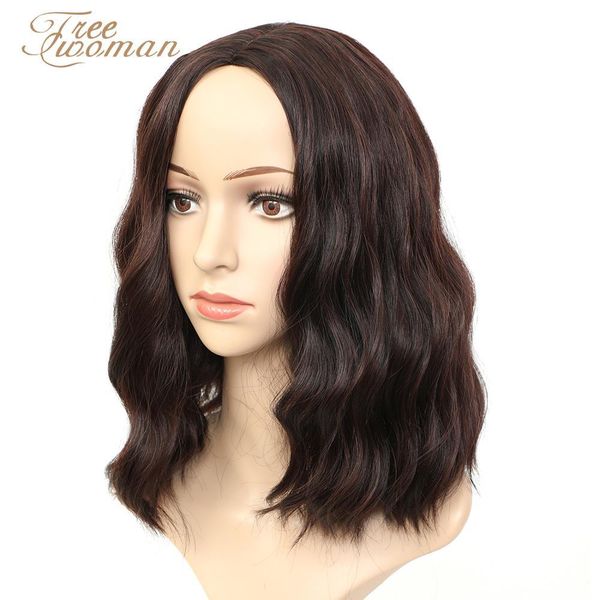 

oman women girls short curly bob wavy wig body wave halloween cosplay daily party synthetic wigs include wig cap fake hair, Black