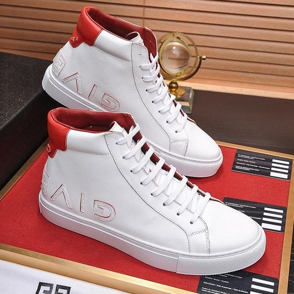 

fast delivery high reverse sneakers in leather mens boots luxury sneakers lace -up sports fashion men shoes herren luxus marken schuhe, Black