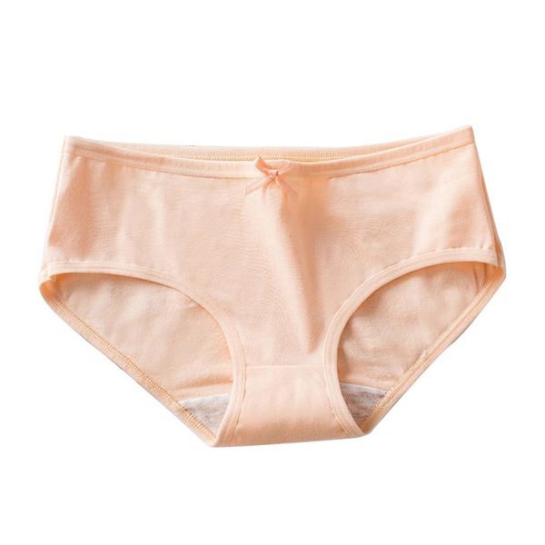 

women's panties solid color cotton penties women underwear ladies middle waist bow student girl briefs, Black;pink
