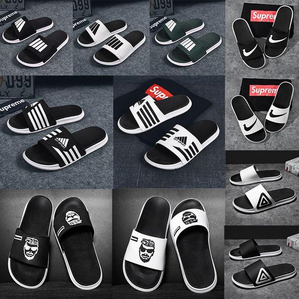 

men women slide sandals designer shoes luxury slide summer fashion wide flat slippery with thick sandals slipper flip flops, Black