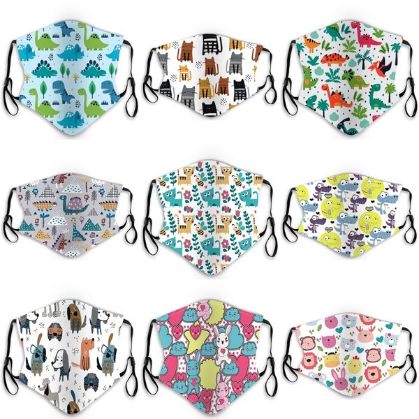 

face mask boys girls cartoon mouth kids anti-dust breathable earloop washable reusable cotton face masks#963