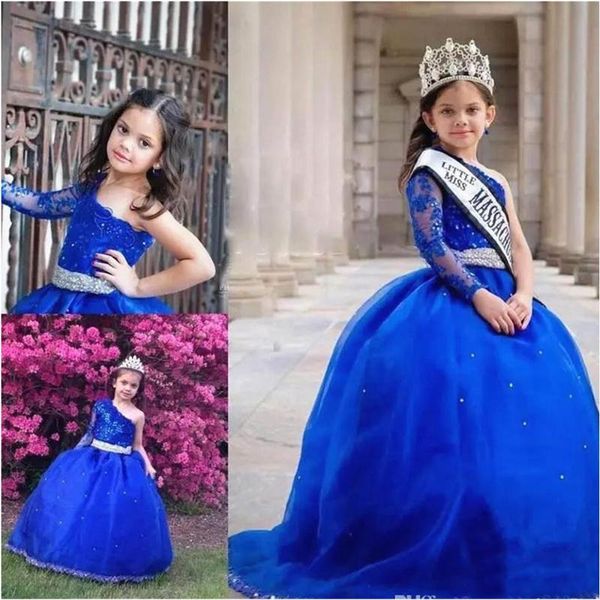 

kids formal wear girls pageant birthday christmas baby children party dress one-shoulder long sleeve tulle flower girls dresses, Red;yellow
