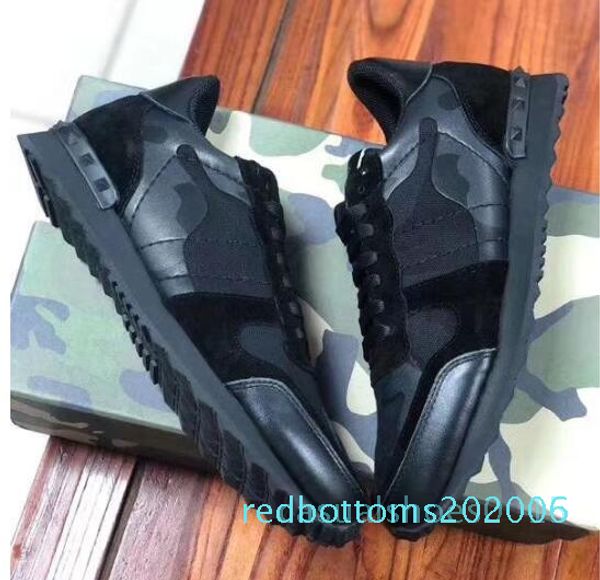 

new shoes fashion stud camouflage sneakers shoes footwear women flats luxury designer rockrunner trainers casual shoes o8 ac15, Black