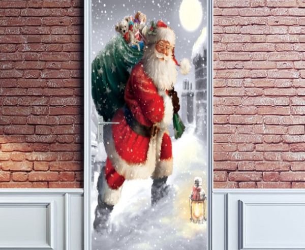 

2020 smt005 new christmas door paste santa glass window paste creative wood door renovation wall paste