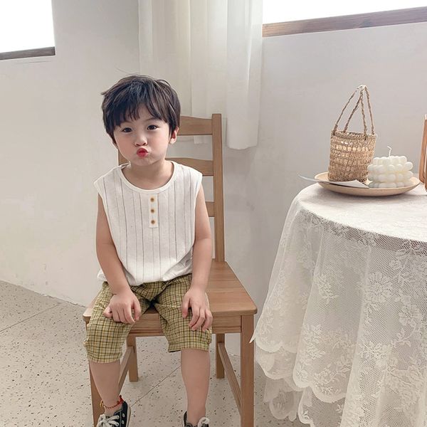 

hy8hh мальчики жилет футболка для верхней одежды корейского стиля одежды top модной детской лета детской одежды свободной вязать 2 ребенок č, Blue