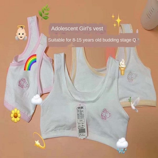 

nwfo7 new product development period girls development period junior high school underwear vest students cotton vest cartoon girls underwear, Camo