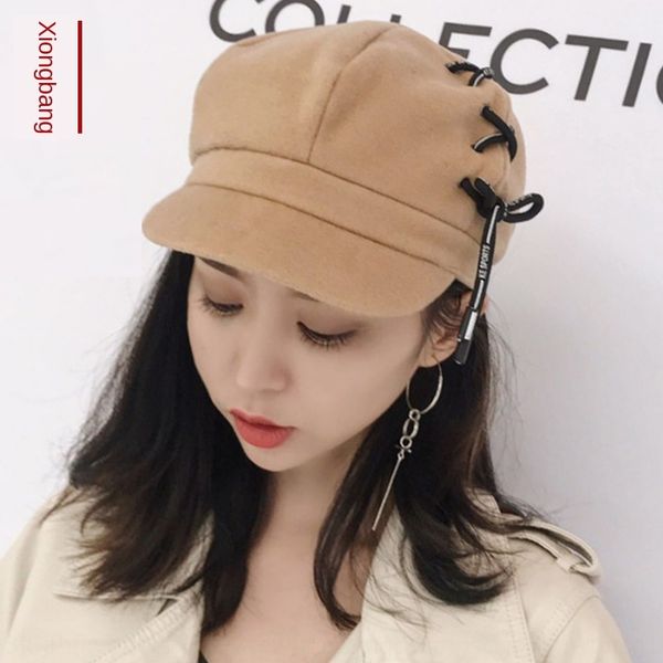 

2019 new beret sweet rope dome street duck beret cap cap tongue hat elegant fashion all-match fashionable style, Blue;gray