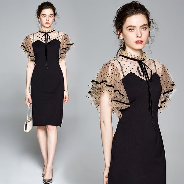 

make the spot long dress in black wave point of cultivate one's morality show thin, Black;gray