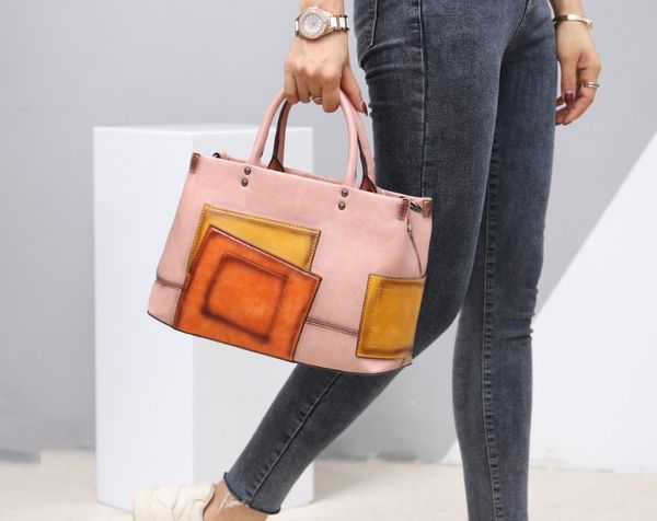 

leather handbags women bags designer large capacity female messenger bag patchwork shoulder bags